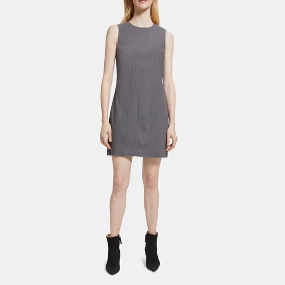 Theory Greystone Sleeveless Shift Dress in Stretch Viscose-Blend Size 12 New - Picture 1 of 12